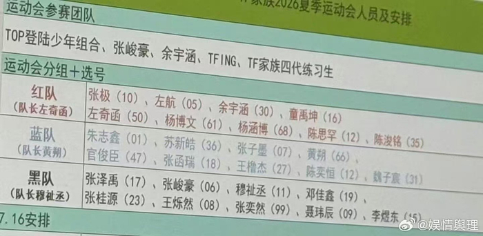 足球比分直播-TF家族夏日运动会分组阵容曝光|皓极|涵坤|黄朔|苏新皓|志极_新浪体育_新浪新闻